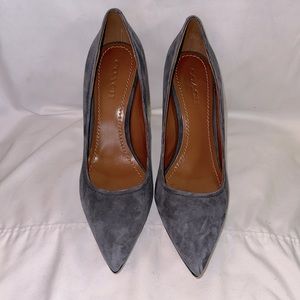 Coach Sz.10 Gray Blue Suede Pointy Heel